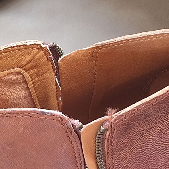 Lucky Brand Basel Booties Toffee Side Zip 1.5" Block Heel Round Toe 10W *WIDE* - Picture 10 of 16